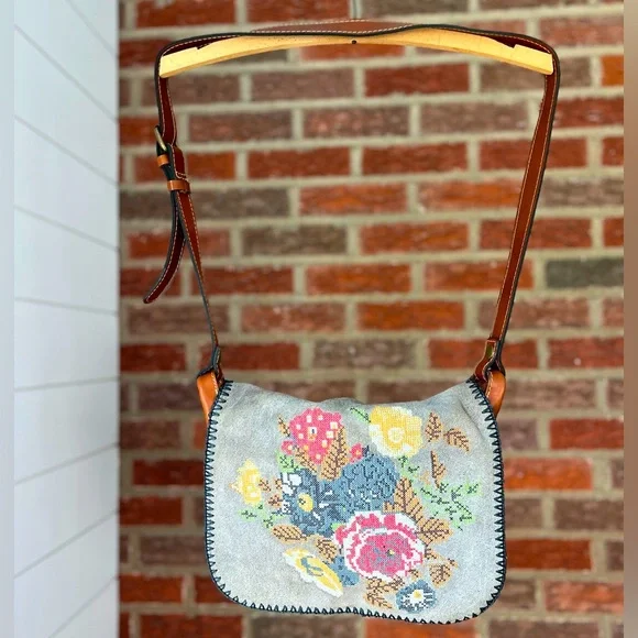 PATRICIA NASH Cross Stitch Positano Floral Saddle Bag - Picture 2 of 16